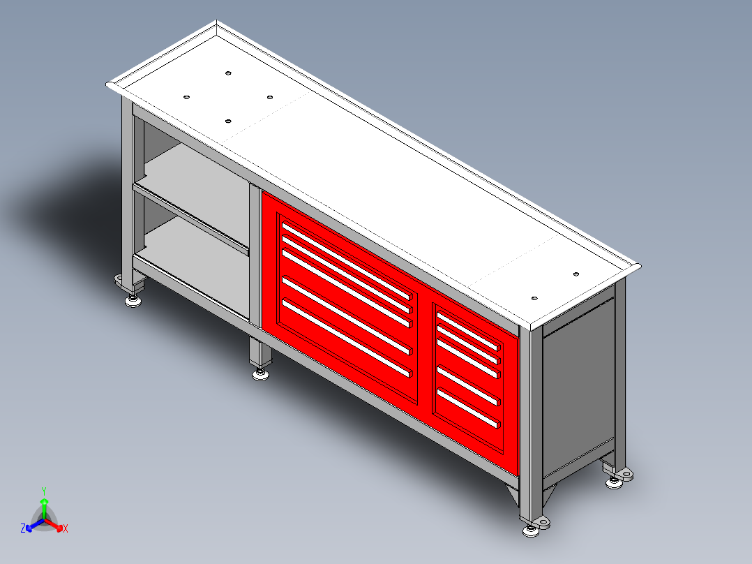 SW2015含特征工具桌正等轴测图