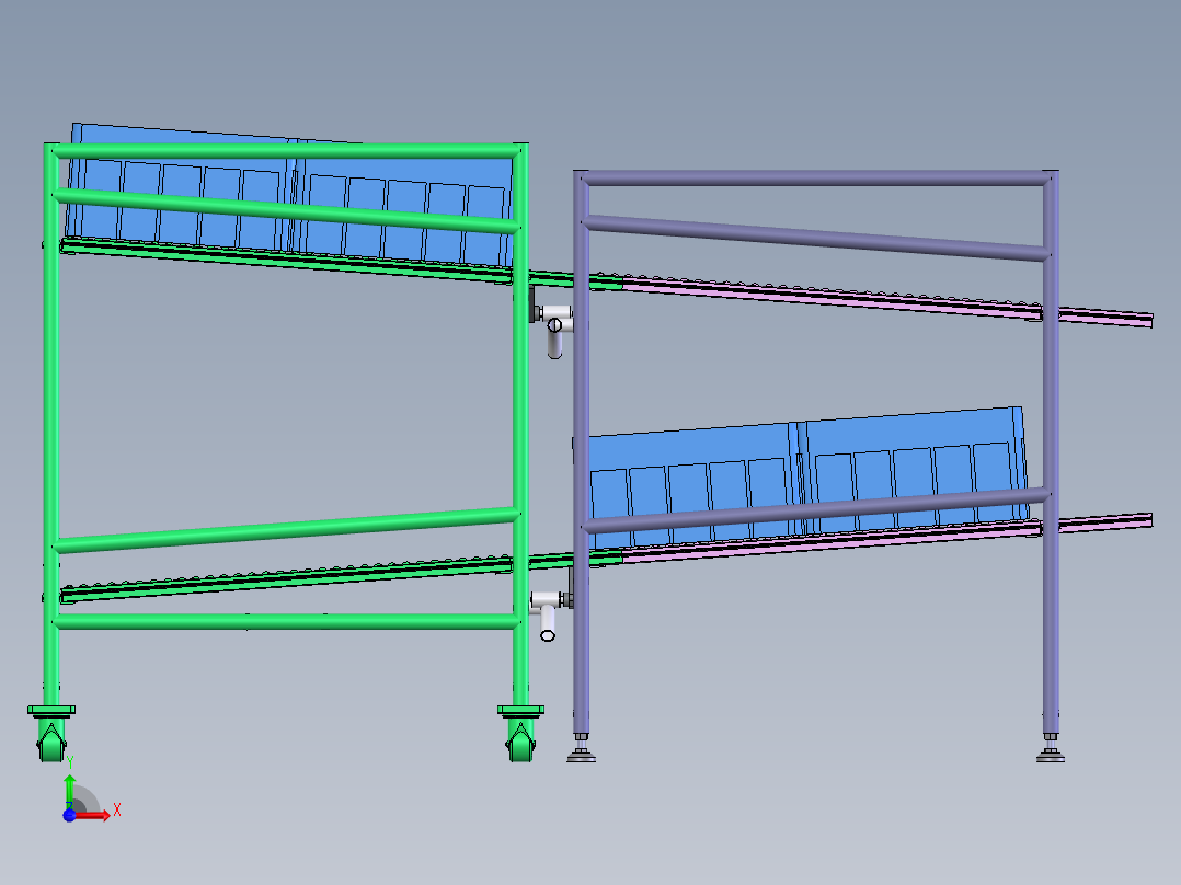 E243 精益管货架料架前视图