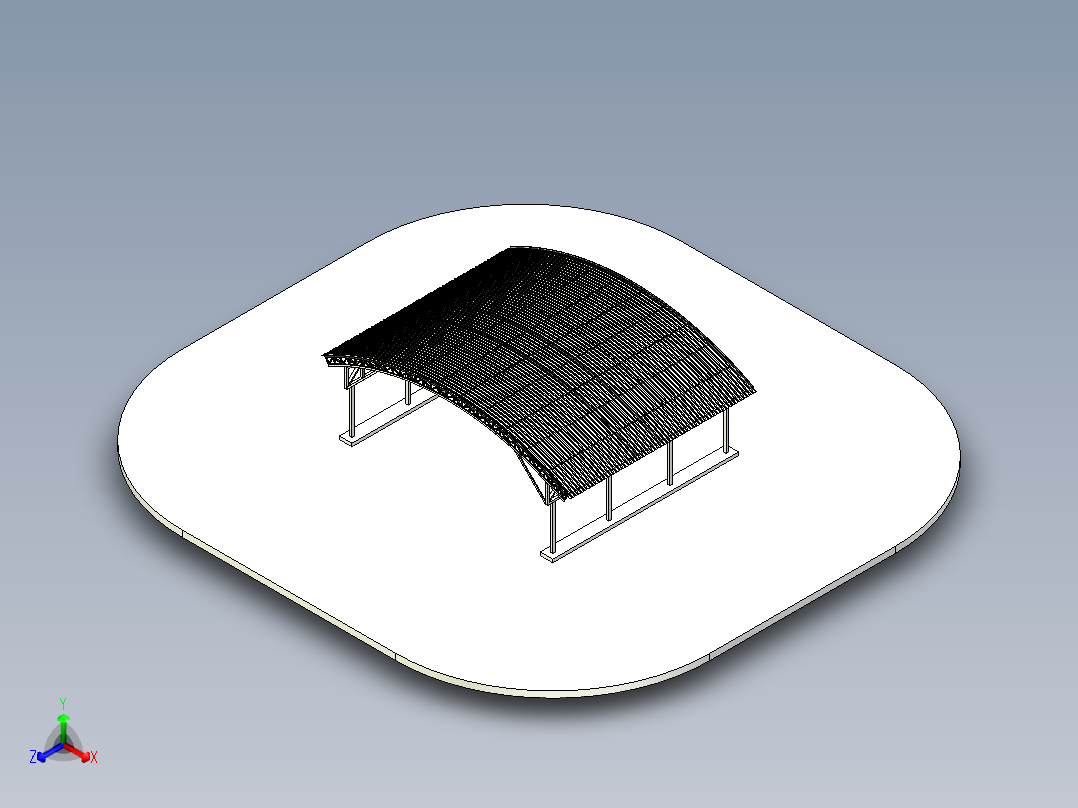 Carport mod停车棚3D数模图纸 STEP格式