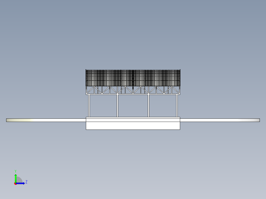 Carport mod停车棚3D数模图纸 STEP格式左视图