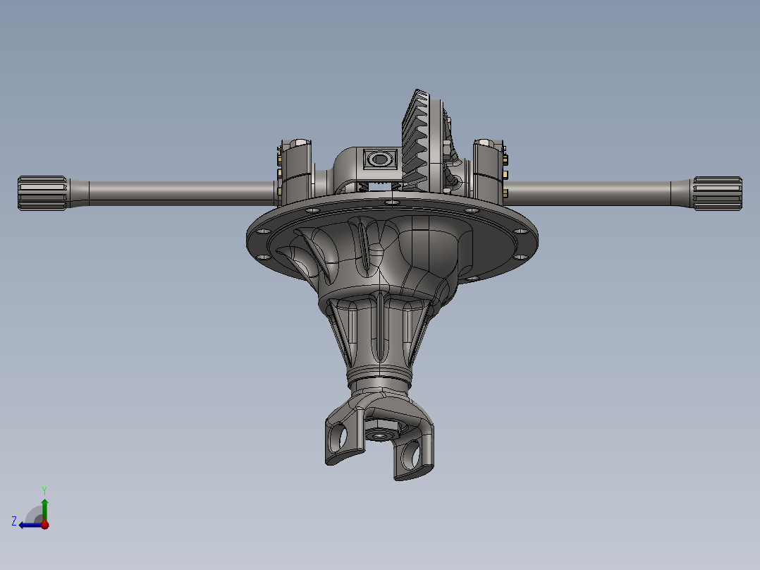 锥齿轮差速器内部结构3D模型图纸 STEP格式右视图
