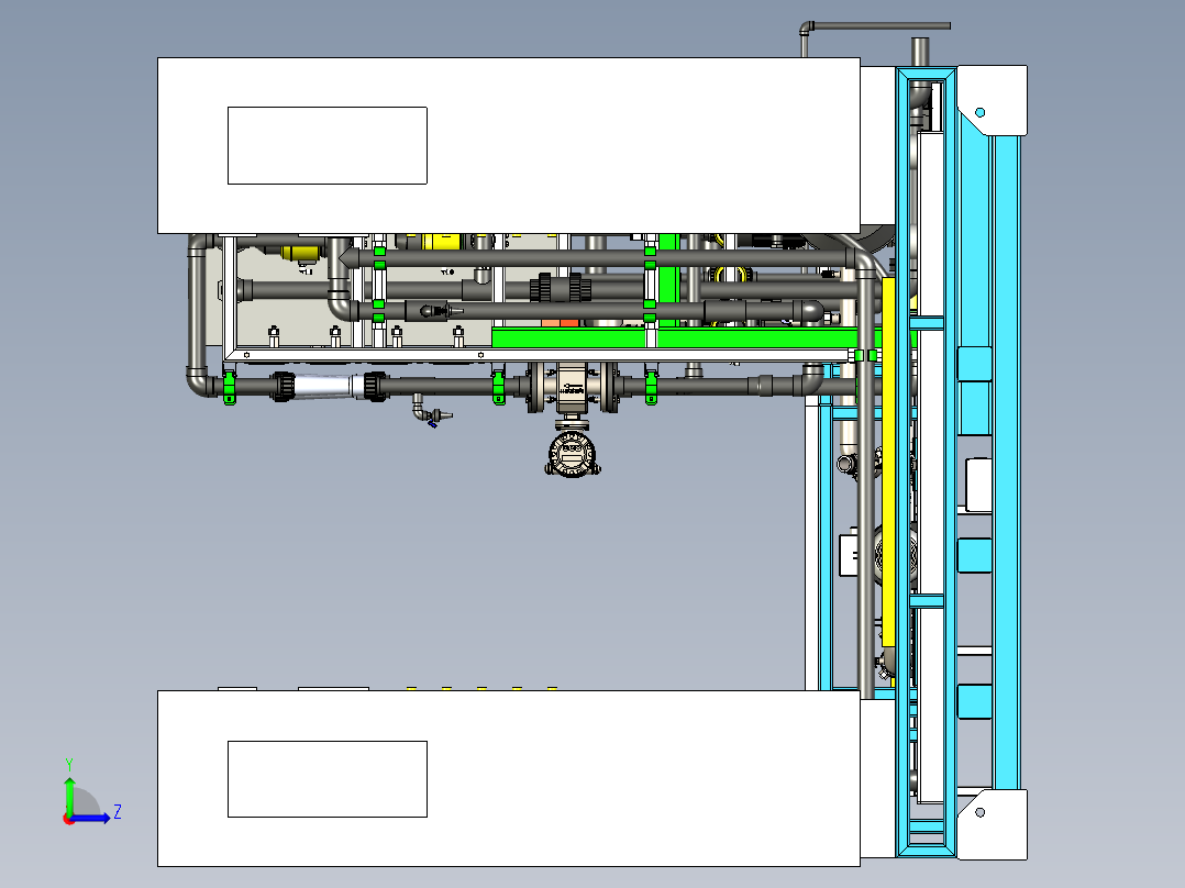 高压反渗透设备装置图-DTRO设备三维模型左视图