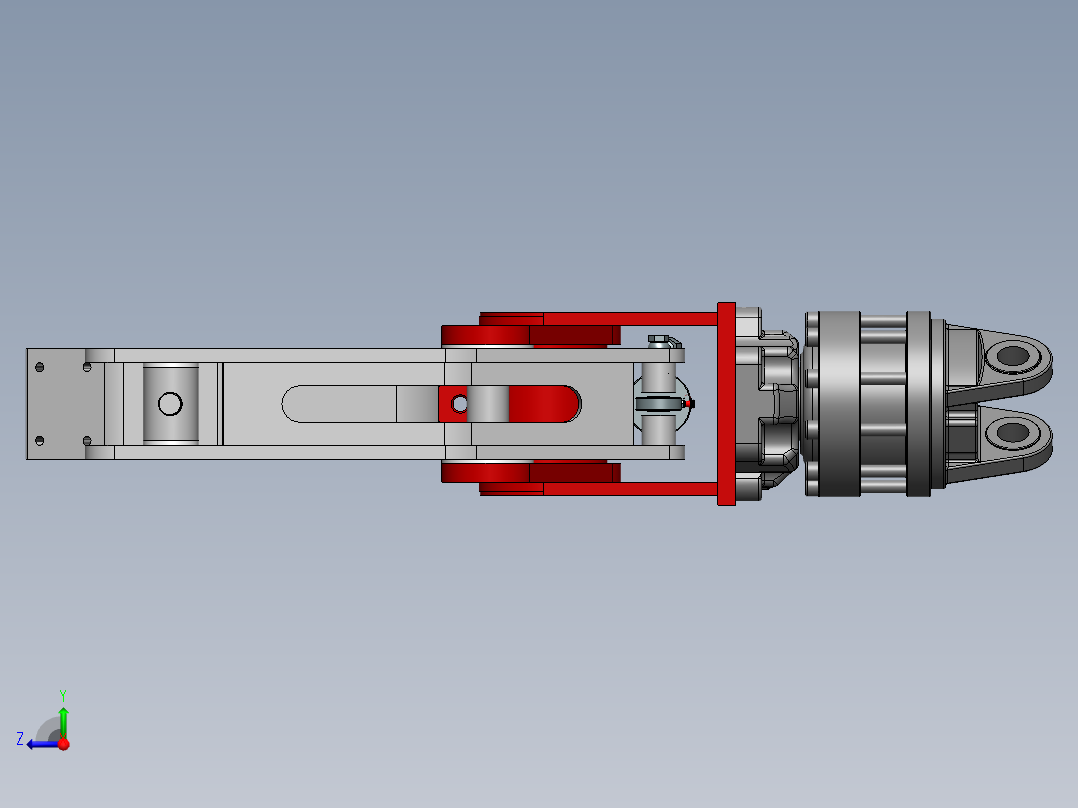 重力管提升夹机械夹爪右视图