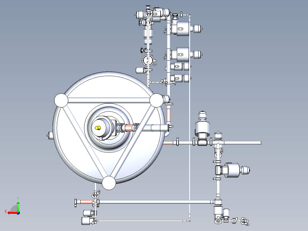 带管道布局的槽罐设计模型后视图