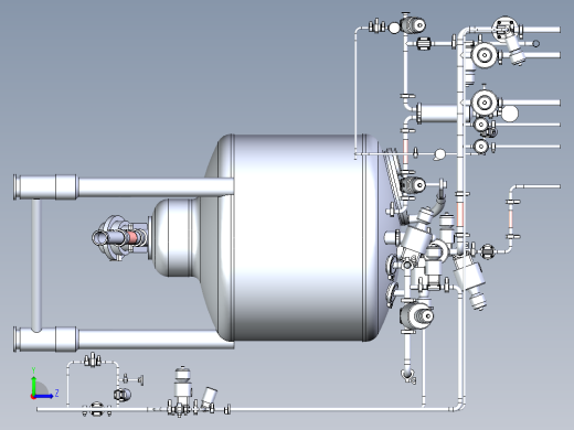 带管道布局的槽罐设计模型左视缩略图