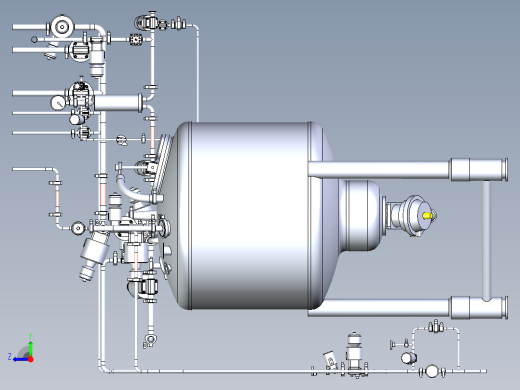 带管道布局的槽罐设计模型右视缩略图
