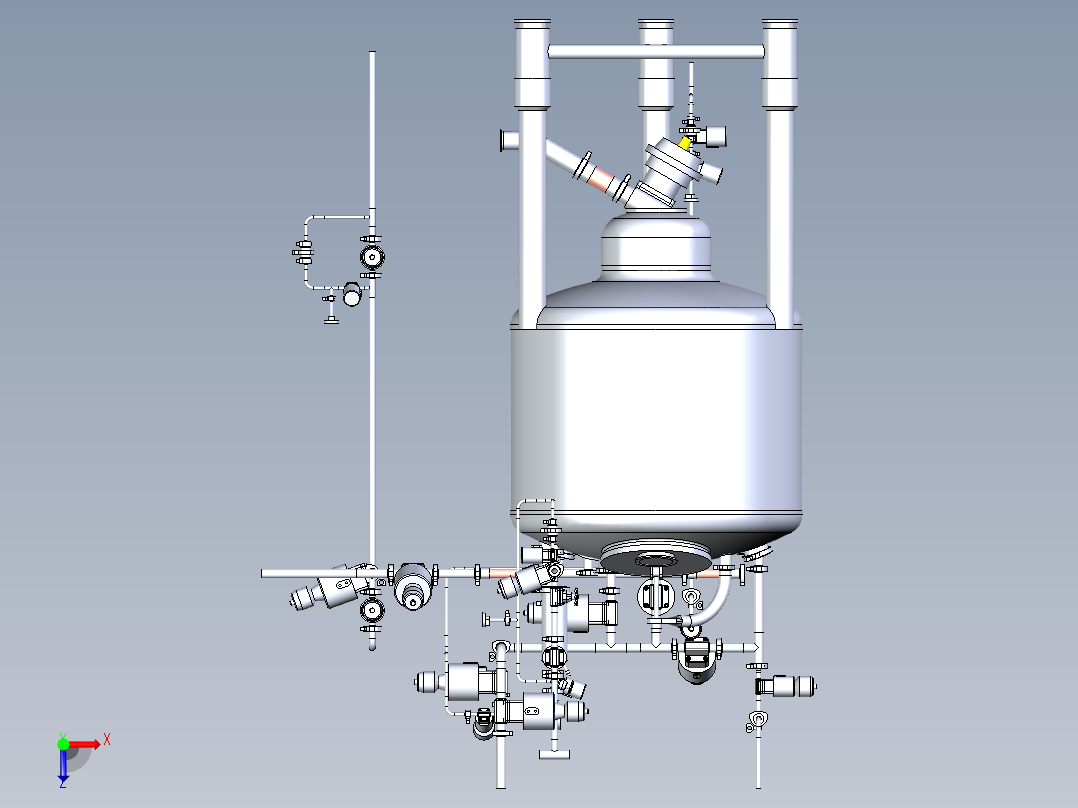 带管道布局的槽罐设计模型俯视图