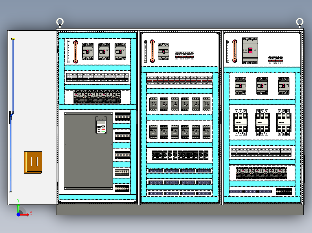 三柜组装变频器交流接触器控制柜 56423前视图