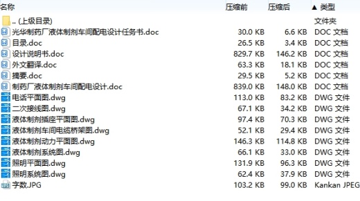 光华制药厂液体制剂车间配电设计含8张CAD图缩略图