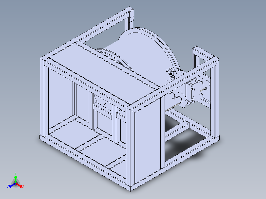钢丝绳绞车正等轴测图