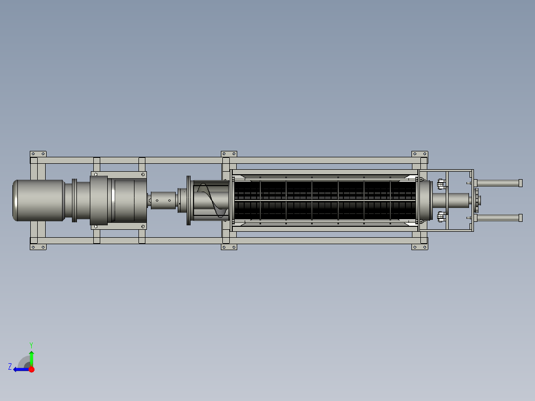 果汁生产加工用螺旋压榨机右视图