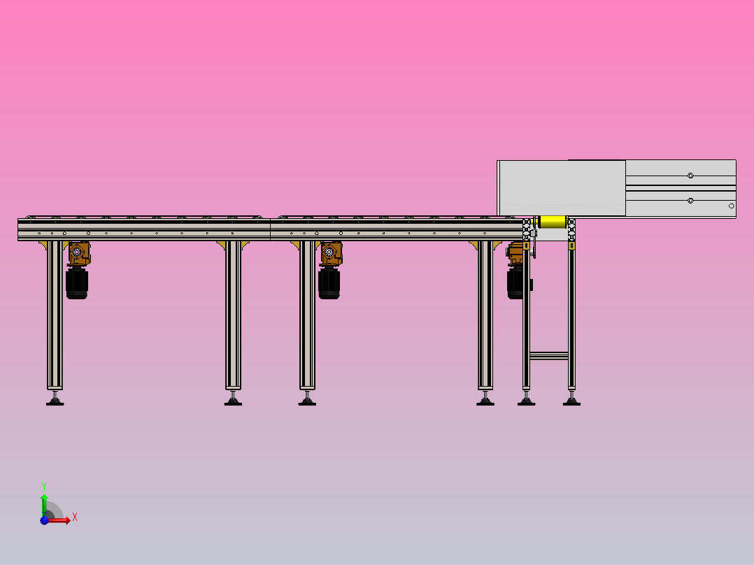 产品分拣传送带前视图