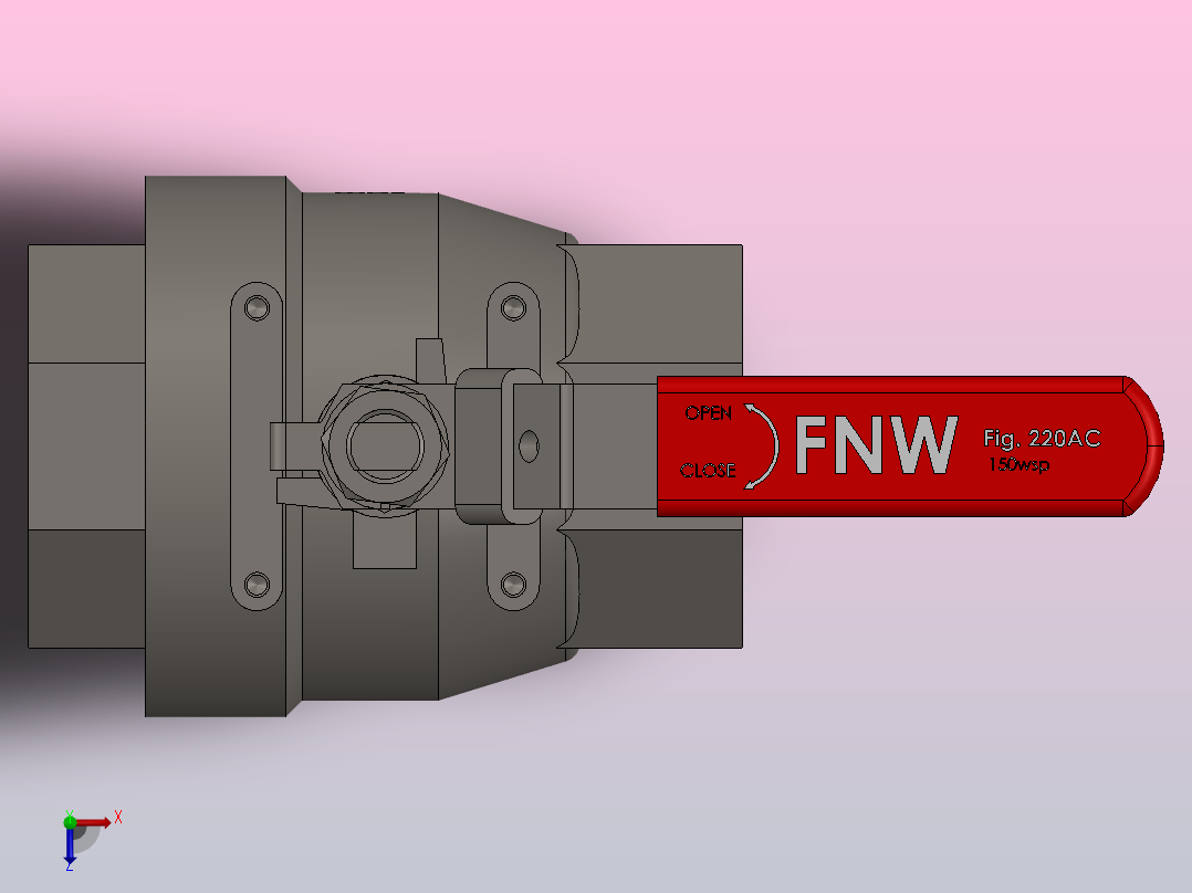 FNW-FNW220ACM二片式内螺纹球阀俯视图