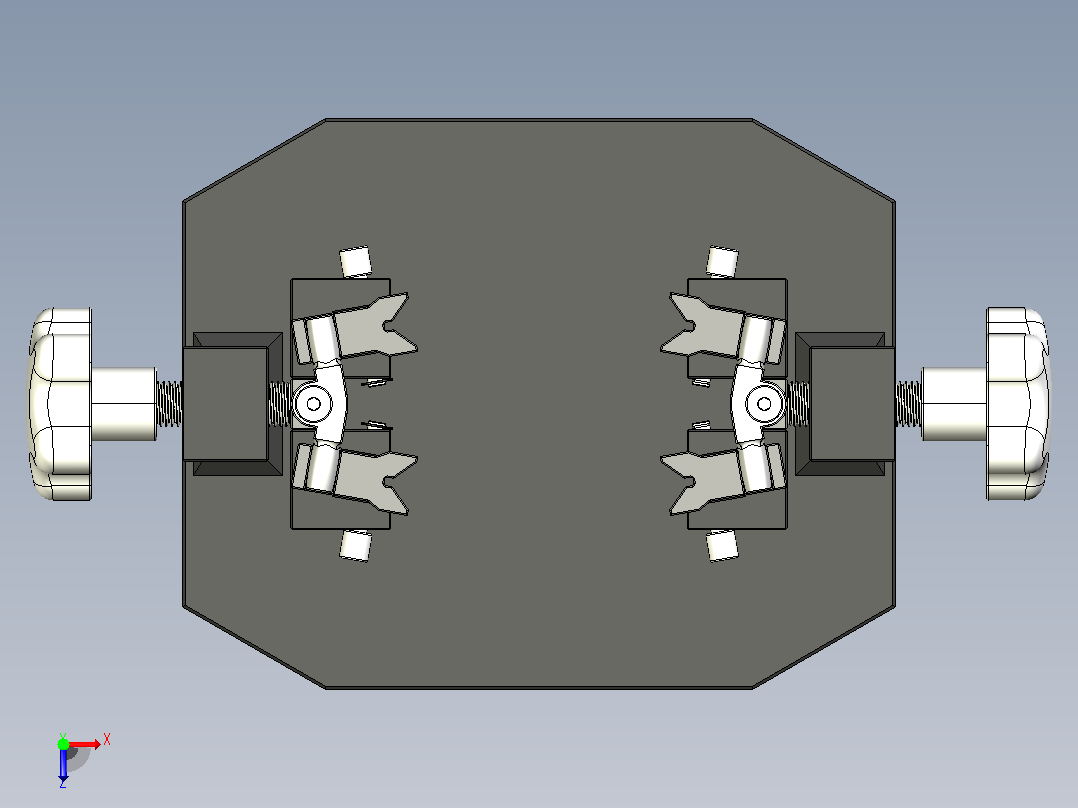 推杆式夹紧器工装夹具3D图纸 STEP IGS格式俯视图