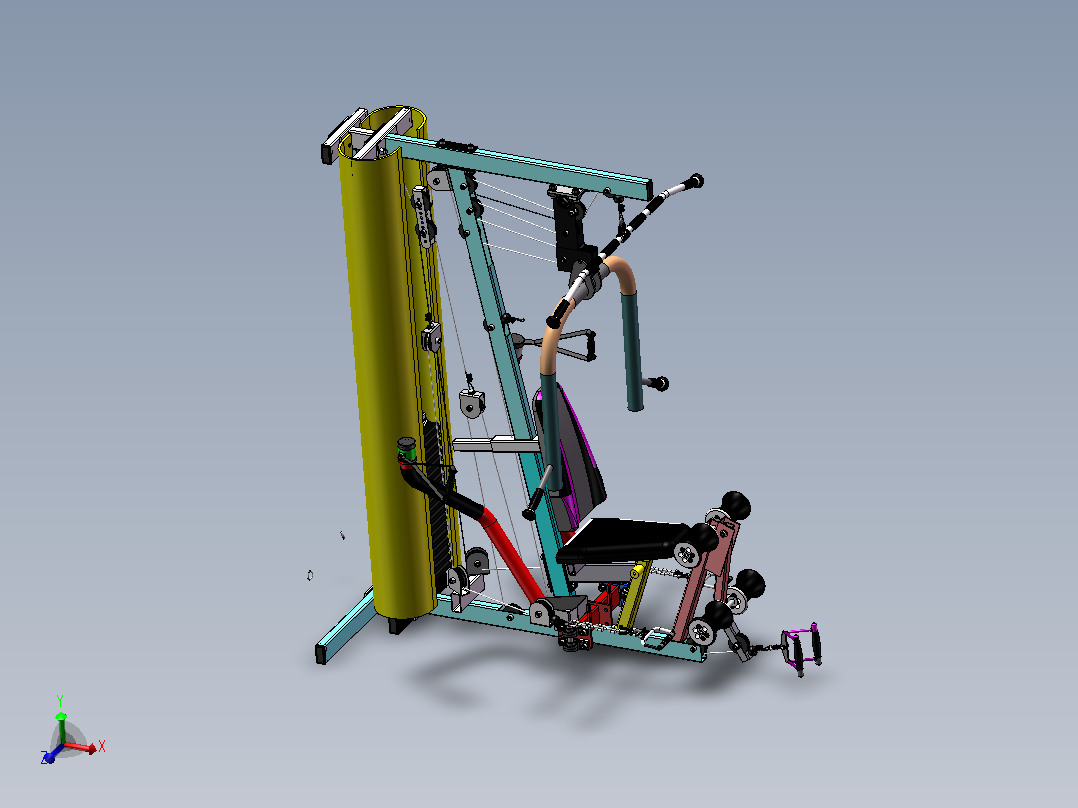 多功能健身器的设计 sw+cad+说明书主视图