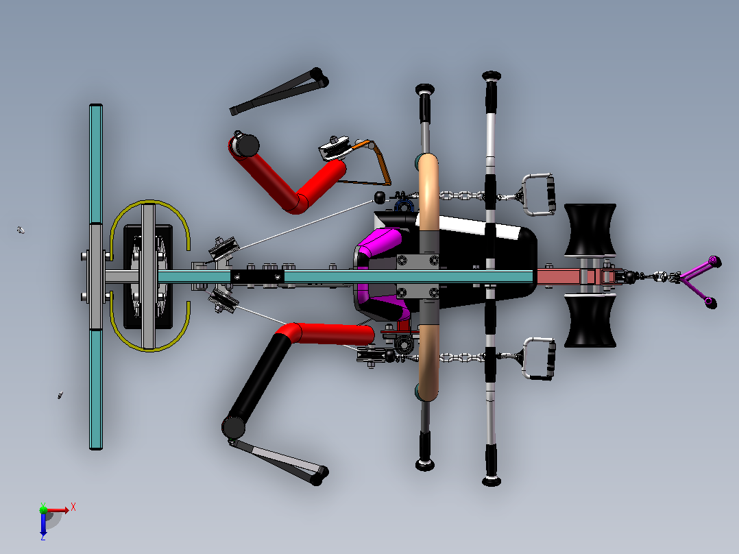 多功能健身器的设计 sw+cad+说明书俯视图