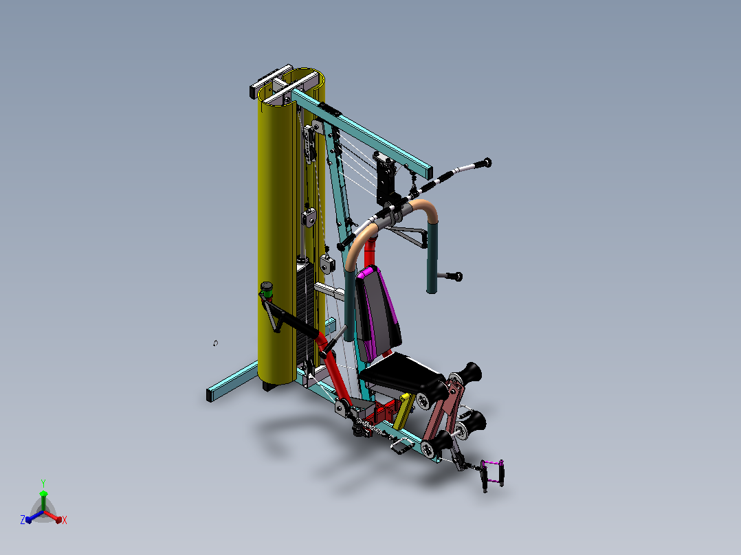 多功能健身器的设计 sw+cad+说明书正等轴测图