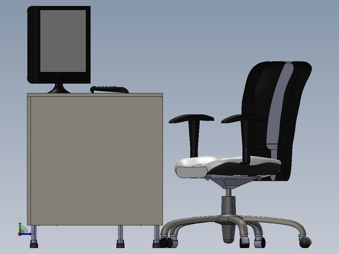 家具书柜家具电脑办公桌工位座椅左视图
