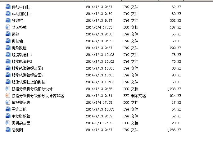 脐橙分级机分级部分设计【食品机械】【14张CAD图纸】50