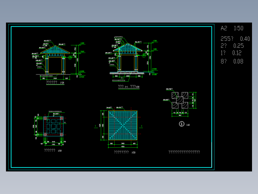 古典中式观水亭cad施工cad图纸园林dwg图纸