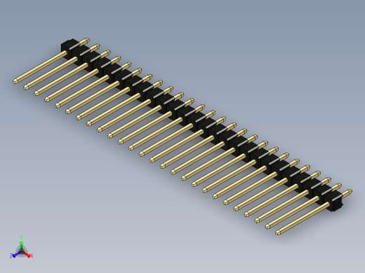 彩色公头100mil（2.54mm）系列-DS1021_black_1x26p_100mil_Type5_rev1.0正等轴测缩略图
