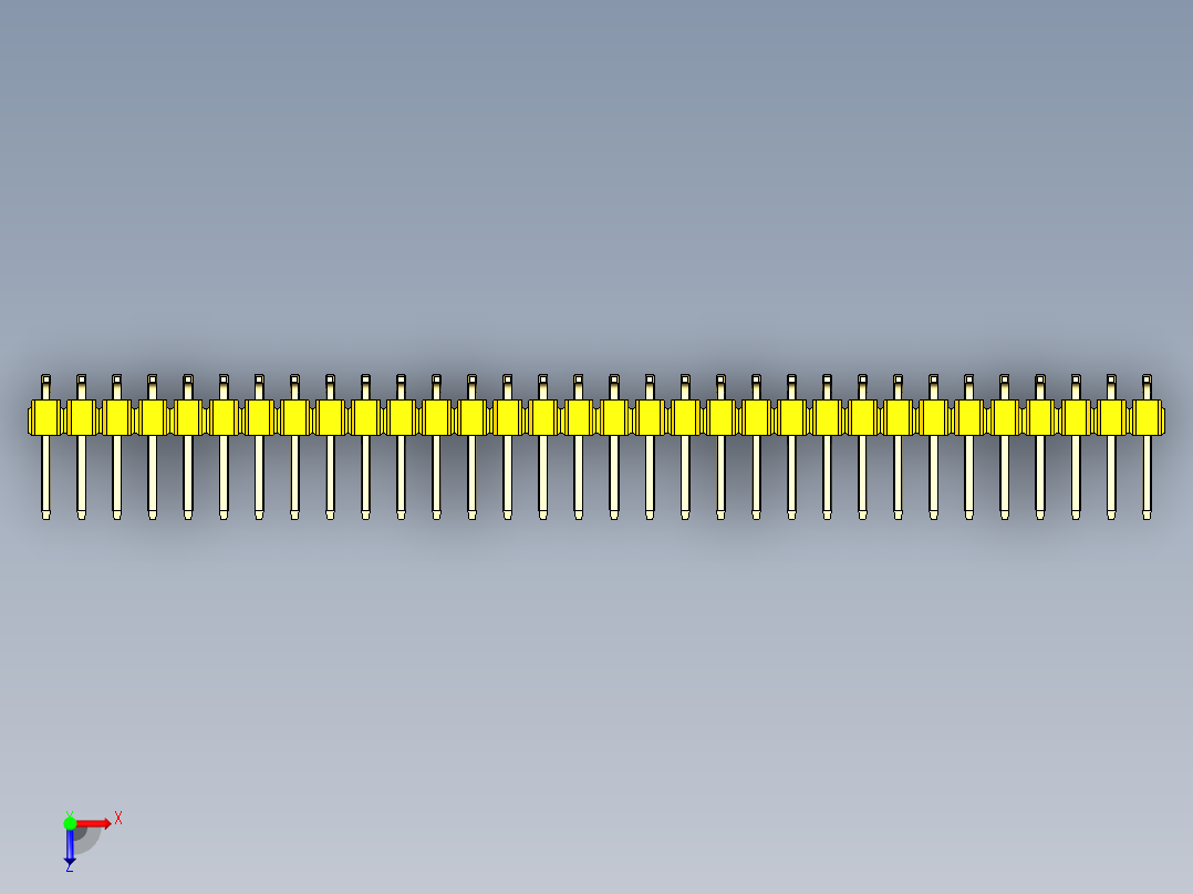 彩色公排针 100mil 2.54mm 系列-DS1022_yellow_64p_100mil_TypeSMT_rev1.0俯视图