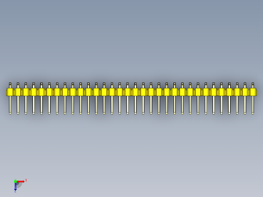彩色公排针 100mil 2.54mm 系列-DS1022_yellow_64p_100mil_TypeSMT_rev1.0俯视缩略图
