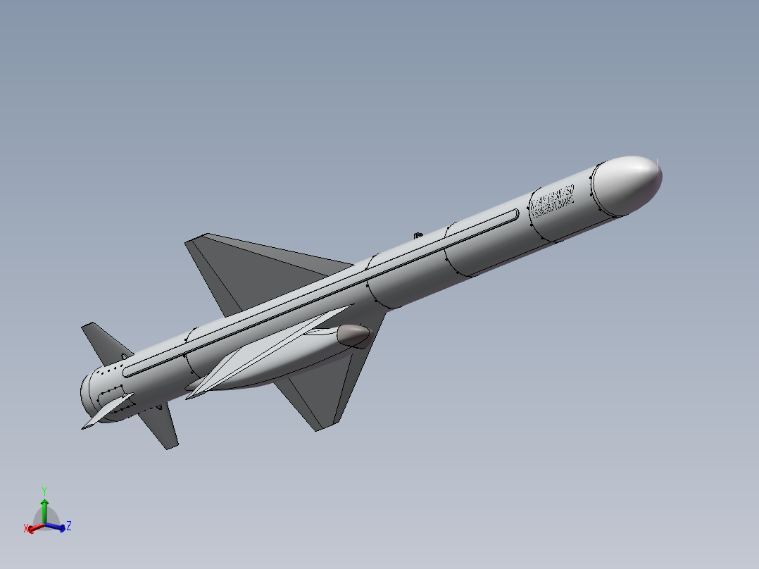 E0777-鹰击83K机载反舰导弹模型三维SW2016带参