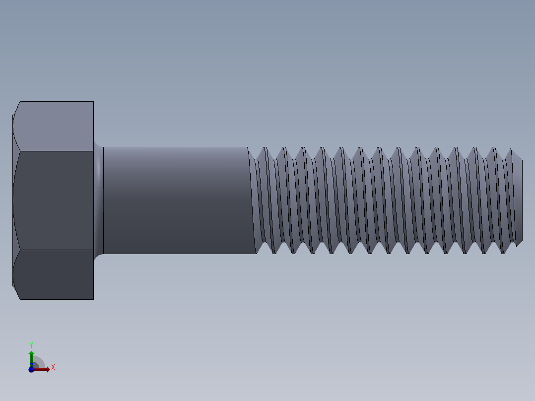 UNC 六角螺栓-Hex Bolt 0.3125-18 x 1.250.SLDPRT前视图