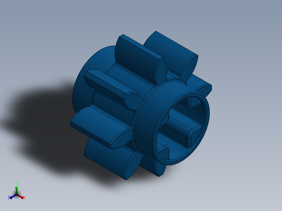 3647 Blue Technic Gear 8 Tooth.SLDPRT主视图