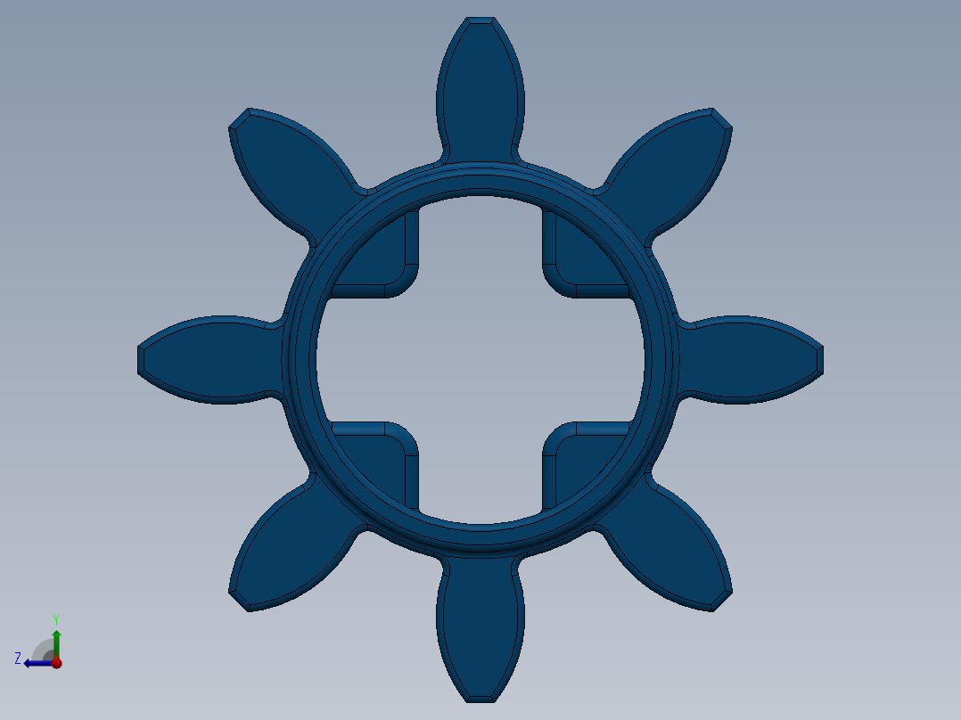 3647 Blue Technic Gear 8 Tooth.SLDPRT右视图