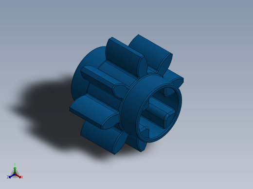 3647 Blue Technic Gear 8 Tooth.SLDPRT正等轴测缩略图
