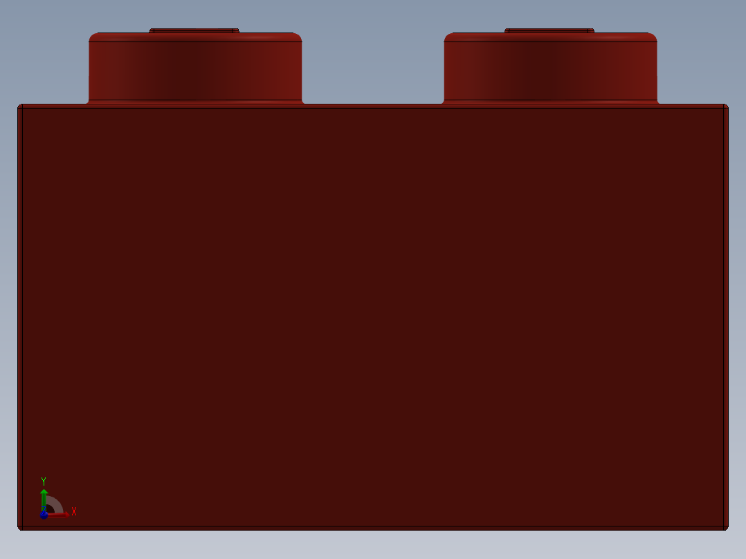 乐高套装 4421基本积木-300421 Bright Red Brick 1 x 2.SLDPRT前视图