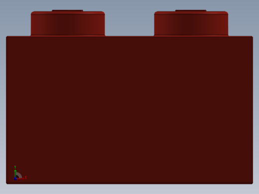 乐高套装 4421基本积木-300421 Bright Red Brick 1 x 2.SLDPRT前视缩略图