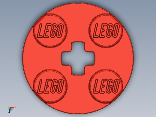 乐高零件 4032 板 2 x 2 圆形-403221 Red Plate 2 x 2 Round.SLDPRT俯视缩略图