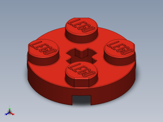 乐高零件 4032 板 2 x 2 圆形-403221 Red Plate 2 x 2 Round.SLDPRT正等轴测缩略图