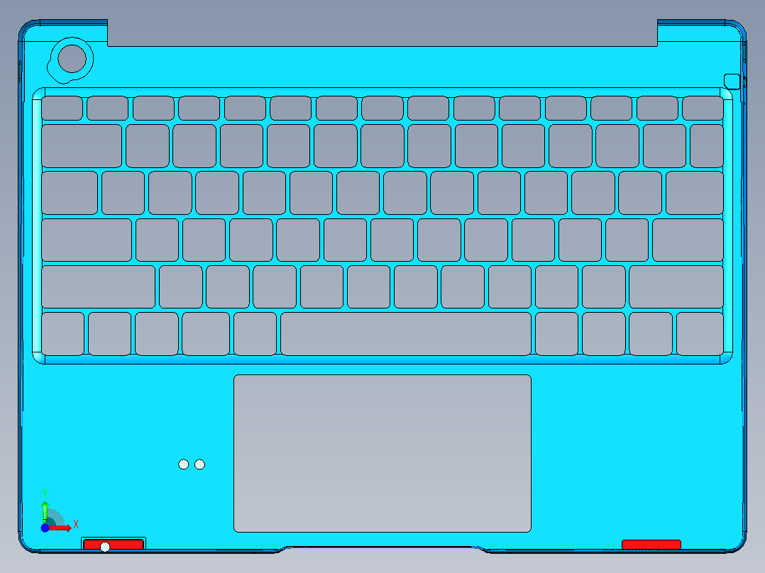小尺寸键盘铣侧墙+内腔程序模型前视图