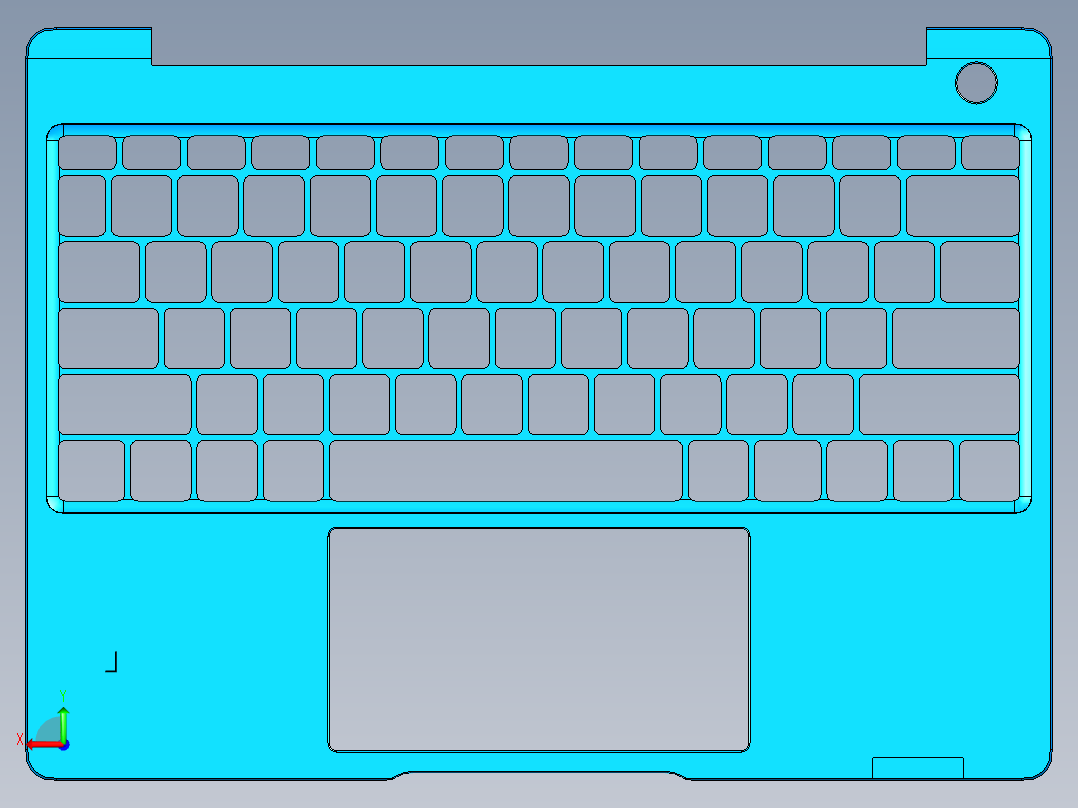 小尺寸键盘铣侧墙+内腔程序模型后视图