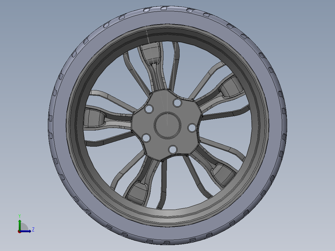 XAC轮胎 3D模型SolidWorks三维设计图左视图