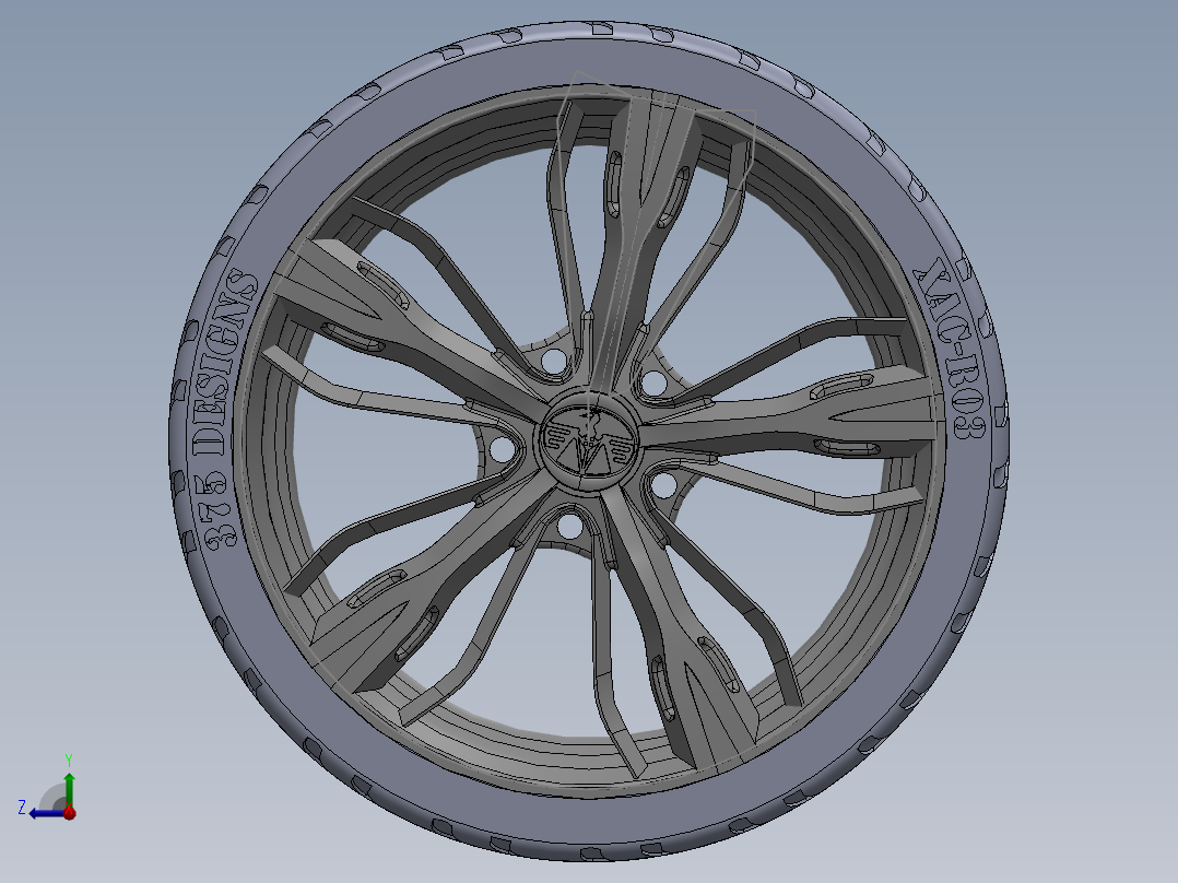 XAC轮胎 3D模型SolidWorks三维设计图右视图