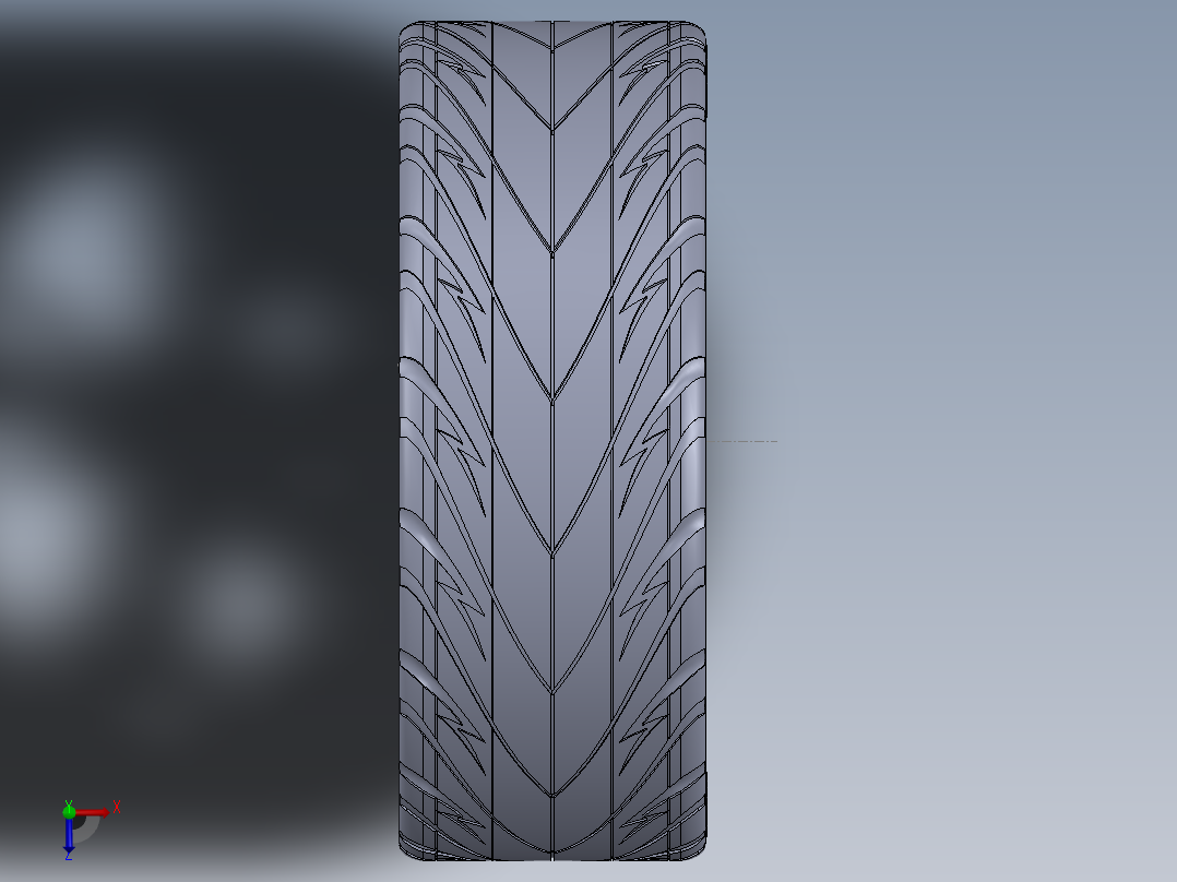 XAC轮胎 3D模型SolidWorks三维设计图俯视图