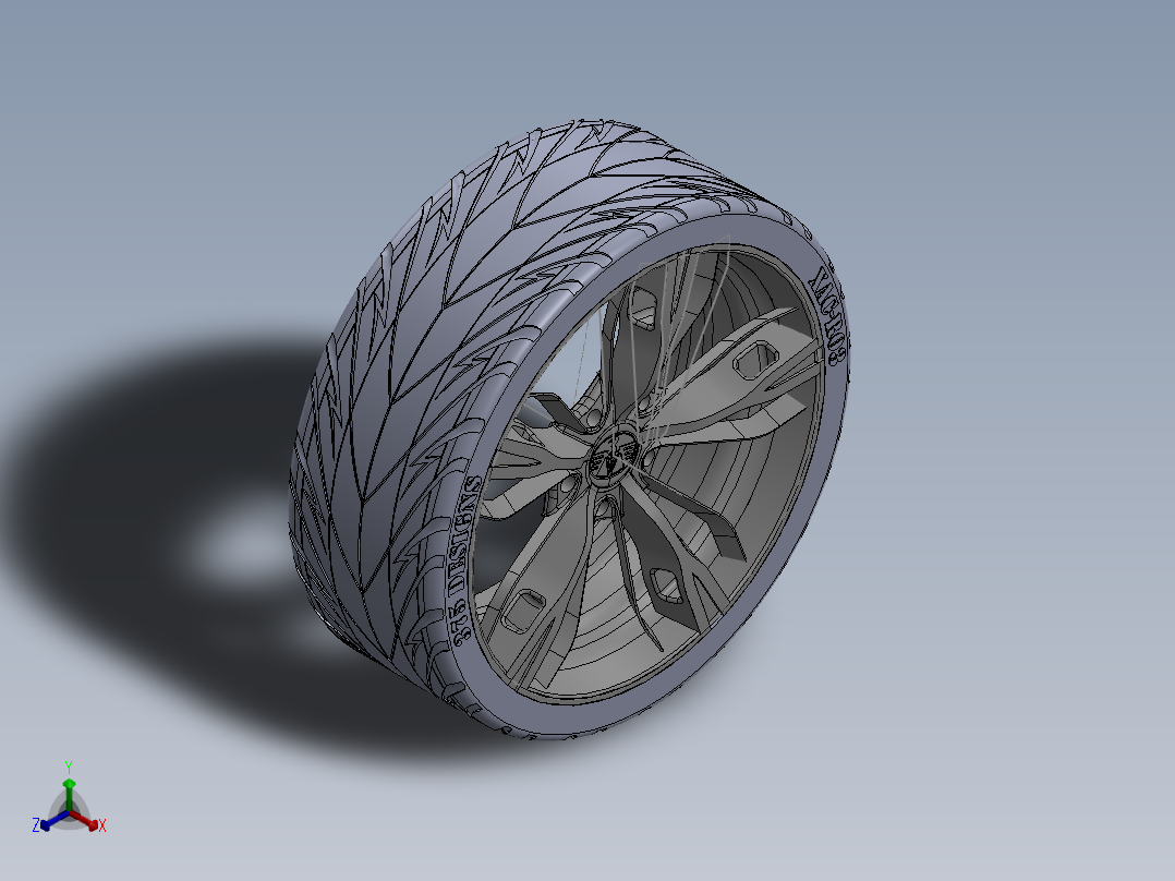XAC轮胎 3D模型SolidWorks三维设计图正等轴测图