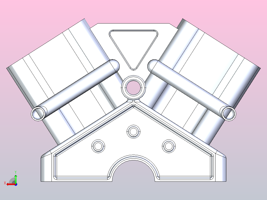 V12发动机缸体后视图