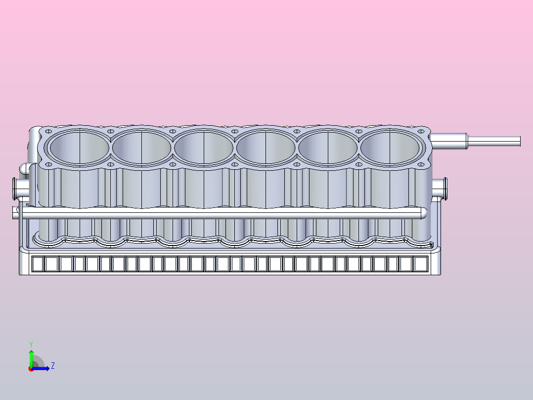 V12发动机缸体左视图