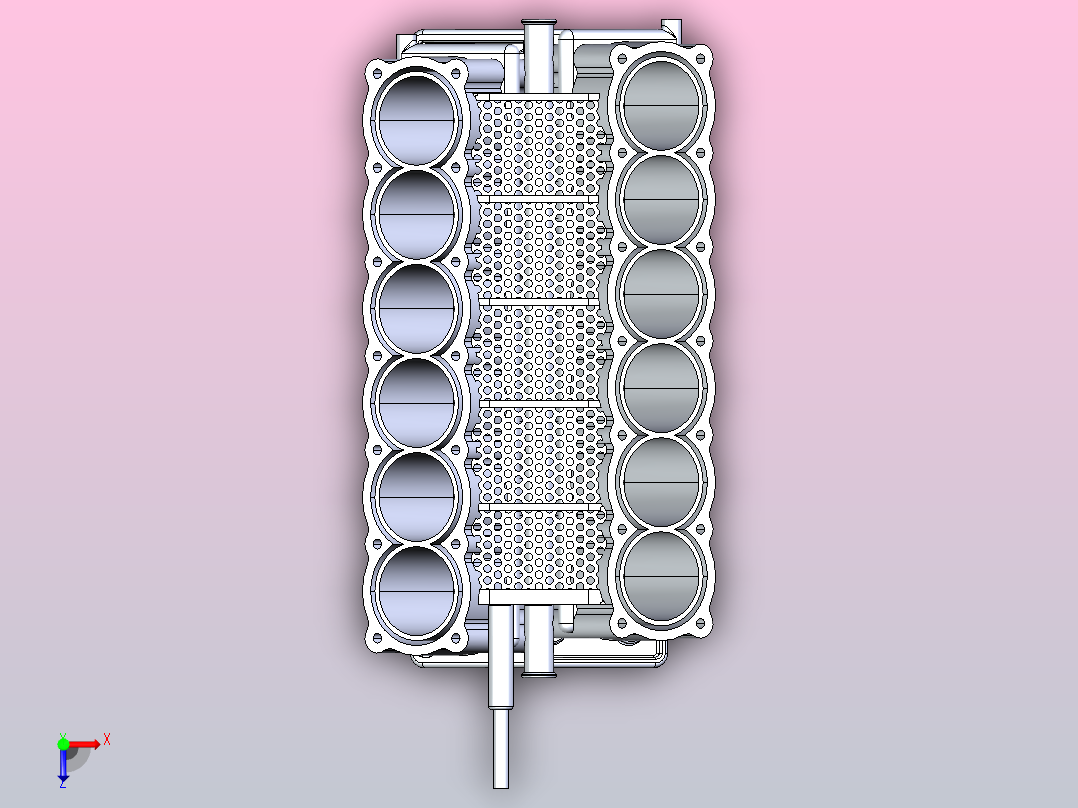V12发动机缸体俯视图