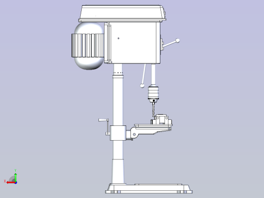 立式钻床设备模型3D后视缩略图