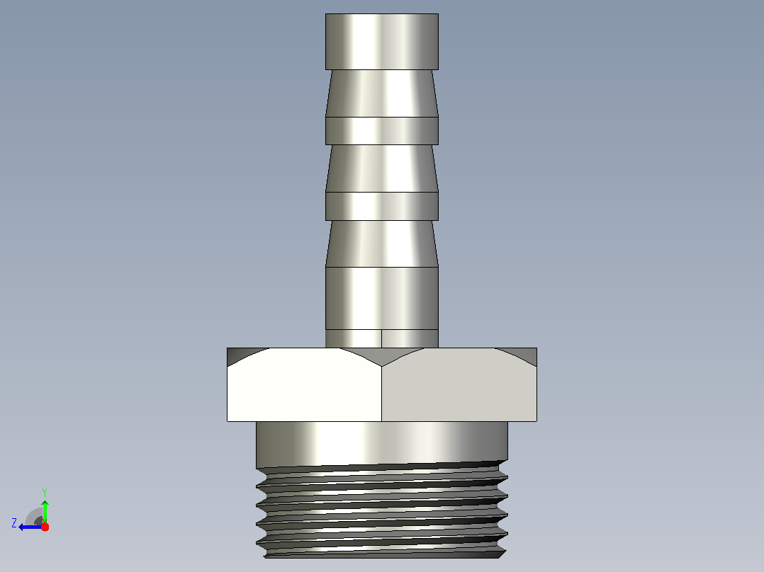 黄铜倒钩接头 6mm x右视图