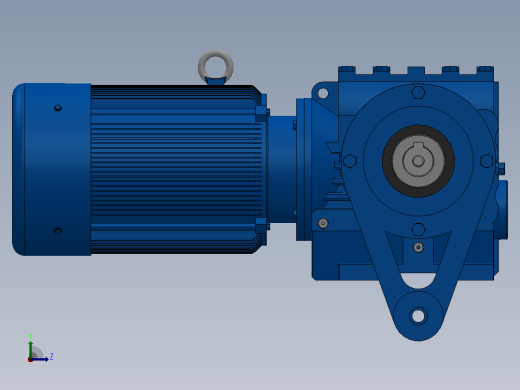 SAT47带防转臂空心轴安装斜齿-蜗轮蜗杆减速机SAT47-Y0.37-4P-60.65-M1-0°-B左视缩略图