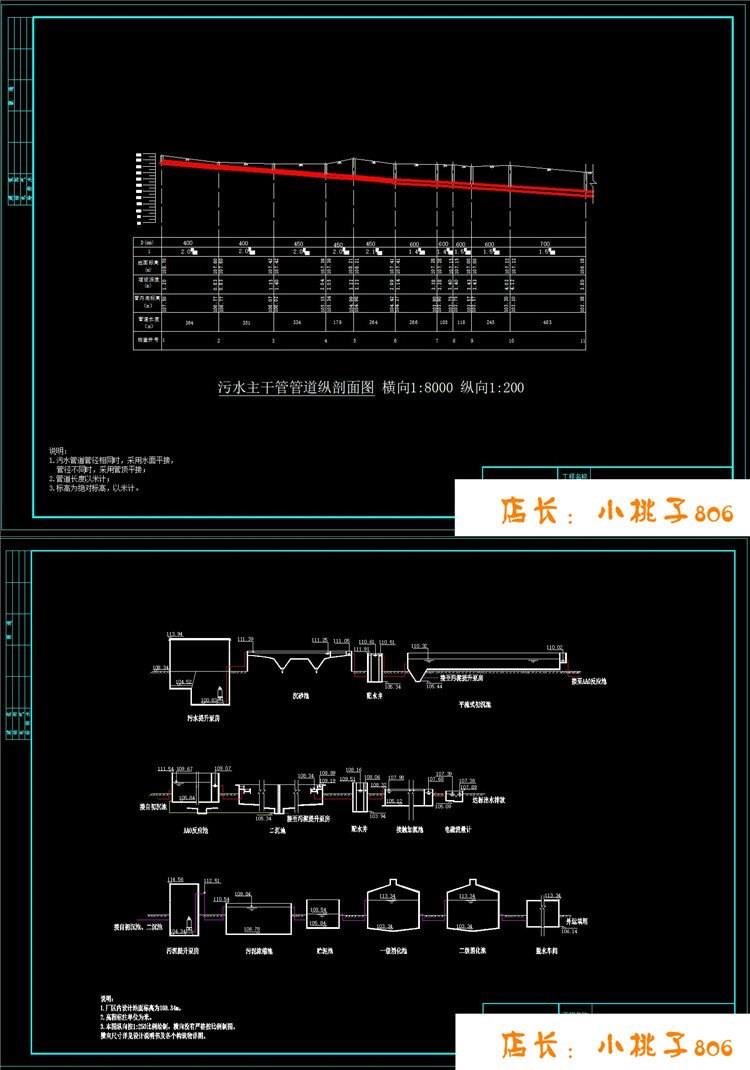 13.35万吨AAO工艺污水处理厂及排水管网设计CAD图纸
