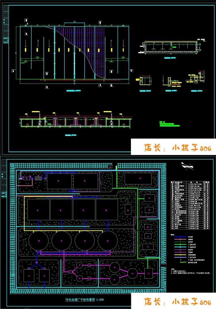 13.35万吨AAO工艺污水处理厂及排水管网设计CAD图纸